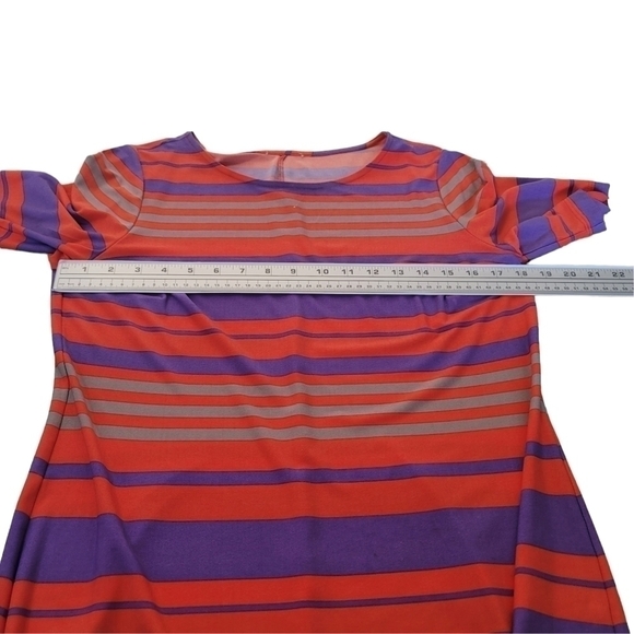 DONNA Morgan Dress Size 12 Orange Striped Shift Knee Length Short Sleeve - Picture 5 of 7